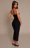 Black Bandage Straight Neck Bodycon Maxi Dress