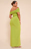 Shape Olive Fold Over Bardot Gold Trim Maxi Dress