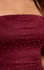 Wine Hotfix Slinky Bandeau Top