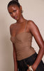 Mocha Woven Stretch Strappy Cami Top