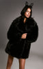 Black Oversized Midi Faux Fur Coat