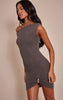 Tall Charcoal Trim Detail Asymmetric Mini Dress