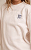Cream PLT Embroidered Cotton Fleece Oversized Crew Sweatshirt