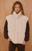 Cream Extended Shoulder Sleeveless Puffer Vest