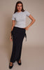 Black Brushed Rib Ruched Detail Maxi Skirt