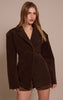 Chocolate Suede Cinch Waist Blazer