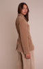 Brown Faux Suede Pocket Detail Cinched Waist Blazer