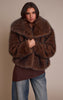 Chocolate Faux Fur Short Shawl Collar Coat