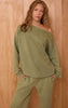 Sage Acid Wash Oversized Off The Shoulder Sweatshirt