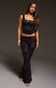 Black Lace Square Neck Long Top