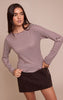 Burgundy Stripe Boat Neck Long Sleeve Top
