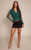 Olive Mesh Cowl Long Sleeve Top