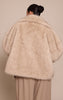 Plus Beige Faux Fur Short Shawl Collar Coat