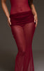 Wine Mesh Extreme Fold Over Maxi Skirt