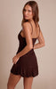 Chocolate Slinky Ruched Mini Dress