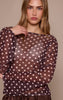 Chocolate Mesh Flared Long Sleeve Top