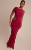Wine Slinky One Sleeve Ruched Maxi Dress