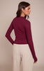 Wine Soft Rib Button Down Long Sleeve Top