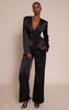 Black Satin Straight Leg Tailored Pant