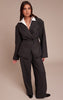 Charcoal Grey Brushed Pinstripe Cinched Waist Blazer