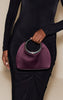 Plum Satin Grab Handle Clutch Bag