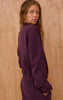 Plum Cotton Fleece Bomber Jacket