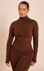 Shape Chocolate Sculpt Seam Detail Long Sleeve Zip Front Jacket