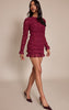 Plum Textured Long Sleeve Crew Neck Mini Dress