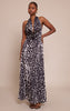 Printed Satin Cowl Neck Maxi Dress