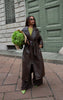 Brown Faux Leather Maxi Trench Coat