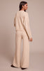 Beige Wide Leg Knitted Pants