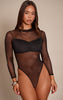 Black Bust Panel Mesh High Neck Long Sleeve Bodysuit