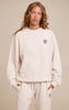 Cream PLT Embroidered Cotton Fleece Oversized Crew Sweatshirt