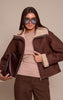 Tan Borg Lining Funnel Neck Aviator