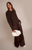 Dark Chocolate Crinkle Satin Slouchy Drawstring Pants