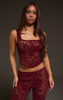 Dark Wine Lace Square Neck Long Top
