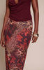 Brown Abstract Animal Print Chiffon Maxi Skirt