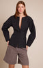 Black Cocoon Sleeve Cinch Waist Blazer