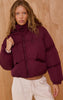 Burgundy Hooded Puffer Coat