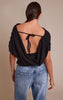 Black Wool Look Slouchy Tie Back Top