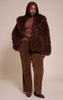 Plus Chocolate Mongolian Fur Midi Coat