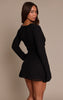 Black Chiffon Cowl Neck Flute Sleeve Shift Dress