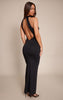 Black Hotfix Halterneck Backless Maxi Dress