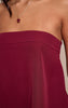 Wine Woven Bandeau Asymmetric Hem Floaty Long Top