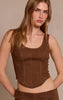Chocolate Suede Contrast Stitch Corset Top