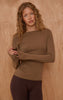 Mushroom Soft Cotton Boat Neck Flared Long Sleeve Top