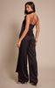 Black Satin Drape Wide Leg Jumpsuit