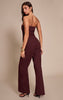 Plum Faux Suede Bandeau Foldover Jumpsuit
