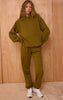 Olive Cotton Fleece Cuffed Sweat Pants