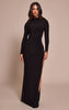 Petite Black Double Layer Ruched High Neck Maxi Dress